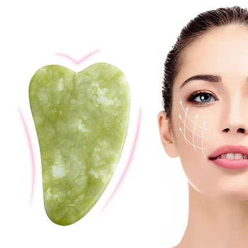 Natural Verde Jade, Pedra Gua Sha Massagem Ferramenta para a Cara SPA Terapia de Relaxamento Muscular de Levantamento da Cara Fina Stress Corpo de Raspagem