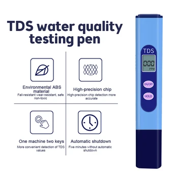 PH TDS Teste da Caneta de Qualidade da Água de Detecção de TDS PPM Testador Teste de Valor Caneta para Testar Piscina de Água Salgada, Água de Pureza Monitor