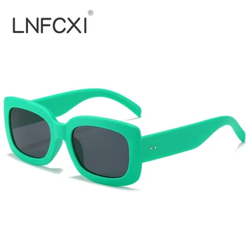 LNFCXI Ins de Moda Popular Pequeno Retângulo de Óculos de sol das Mulheres de Geléia Verde, Tons de Cor UV400 Retro Gradiente Homens Praça de Óculos de Sol