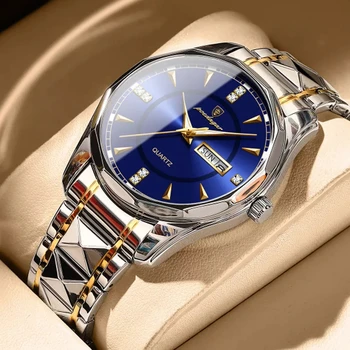 A moda de Relógios de homens de melhor Marca de Luxo Aço Inoxidável 30m Impermeável Homem de Quartzo Relógios de pulso Luminoso do Esporte Relógio Masculino