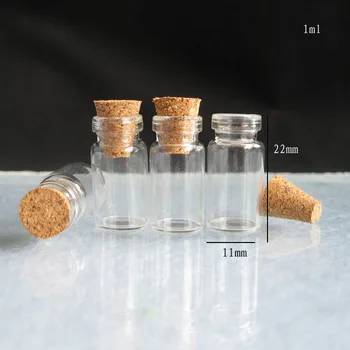 1000 x 1ml Mini Garrafa de Vidro com a Madeira, a Cortiça, Vidro Pequeno Frasco de Amostra que Desejam Frasco 0.5 ml de até 1000ml está Disponível Pequena Garrafa
