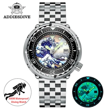 ADDIES Homens de Mergulho Relógio Automático NH35A Cristal de Safira bisel de Cerâmica BGW9 Luminosa 30bar 316L de Aço de Atum mergulhador Homens relógios