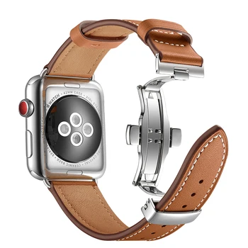 Pulseira de couro Para Apple faixa de relógio 6 5 4 44mm 40mm iwatch 7 45mm 41mm aple correa 42mm 38mm wristbelt Relógio de pulseira Acessórios
