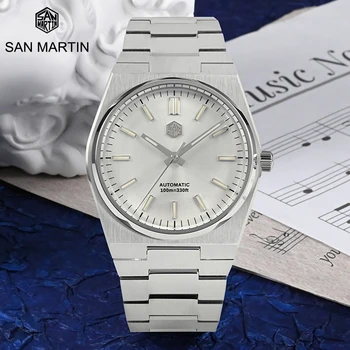 San Martin de Luxo de Negócios Relógio de mergulho Safira Retro Clássico de Aço Inoxidável dos Homens Automáticos os Relógios Mecânicos 10Bar Luminosa