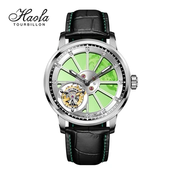 Haofa Marca de Luxo Verdadeiro Turbilhão Relógio Mecânico dos Homens Safira Voando Esqueleto Movimento Relógios Mens 2021 montres mécaniques
