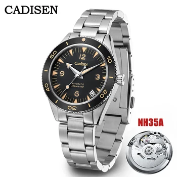 CADISEN NH35 Ver os Homens de 38MM de Luxo Mens Relógios Automáticos de Esportes Mecânica Safira 20Bar Impermeável Luminosa Reloj Hombre