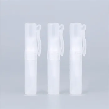 FreeShip 48pcs 5ml Mini Plástico transparente Frasco de Spray Com Clip Cap Vazio Bonito Perfume Vaporizador para Limpeza, Viagens, Óleo Essencial