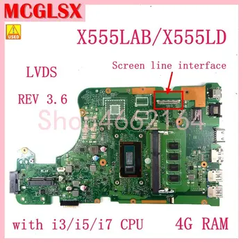 X555LAB LVDS i3/i5/i7 CPU 4G-RAM, REV 3.6 placa-mãe Para Asus X555LA X555LAB X555LD X555L VM501L Laptop placa Mãe 100% OK Usado 