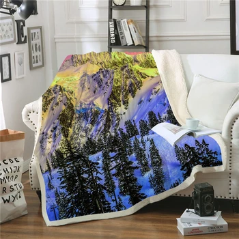 Nova floresta e montanha de neve colcha de impressão 3D cobertor de lã moda popular colcha cobertor de Plush