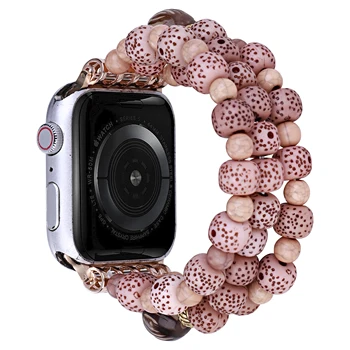 Feito a mão Frisada Correia fFor Apple Assistir Série 7 6 41 45mm 40mm 44mm de Moda Feminina Esferas do Bracelete Chain iWatch Ultra-se 5 4 3