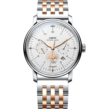 LOBINNI Homens Relógio Automático Top de marcas de Luxo Homens Relógios Vestido de relógio de Pulso Mecânico de Moda de Cristal de Safira Calendário Perpétuo