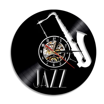 Jazz Disco De Vinil Relógio De Parede Instrumentos Musicais Luz De Fundo Led Com Design Moderno, Vintage, Arte De Parede De Sala De Estar Decoração De Interiores Assistir