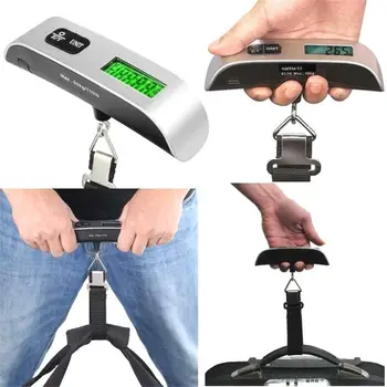 50kg/110lb Escala de Bagagem Balança Digital Eletrônica Portátil de Mão Mala de Viagem Saco Pendurado Escala de Equilíbrio de Peso