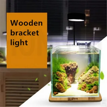 HONGYI peça 1, 3W/5W/7W/9W água do aquário planta crescer LED de luz de alta potência suporte de luz do aquário da natureza sólida base de madeira de luz