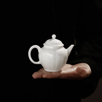 100ml Chinês Feitas à Mão Bule de chá Branco Sólido Chaleira de Porcelana Flor em forma de Bule de Cerâmica de Viagem Kung Fu Conjunto de Chá