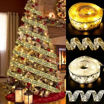 4/5/10m Decoração de Natal de LED Fita Luzes de Fadas Enfeites de Árvore de Natal para a Casa de DIY Arcos de Luz Cadeia de Navidad Ano Novo