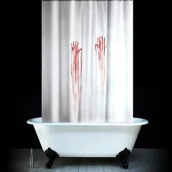 Assustador 3D Sangue Mão de Halloween Cortina de Chuveiro Impermeável Mofo Poliéster casa de Banho de Tecido Para a Banheira de Arte Decoração