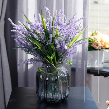 1pc de Lavanda de Provence, Buquê de Flores de Seda Artificial Flores Decorativas de Simulação de Plantas Aquáticas