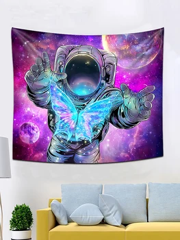 Espaço Astronauta Parede Tapeçaria Carpetes Trippy Impressão Decoração Decoração Decoração De Parede Personalizado Tecido De Tapeçaria De Fundo