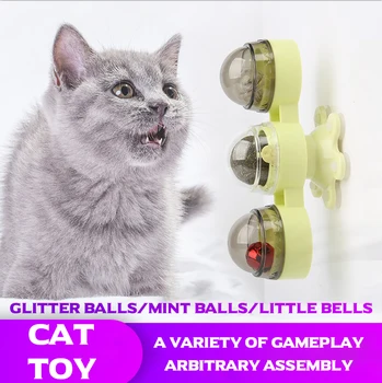 O Brinquedo do gato de Rotação do Moinho de vento com Catnip Bola Interativa do Gato de Brinquedo com Esfera de Piscamento e Bell Girando Cat Nip Bola de Produtos para animais de Estimação