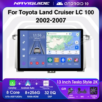 NAVIGUIDE 13 polegadas do Rádio do Carro Para Toyota Land Cruiser LC 100 2002-2007 MT Auto Bluetooth Leitor de 1920*1200P de Navegação GPS Android10