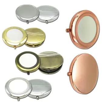1Pc Portátil de Cor Sólida Metalizado Forma Redonda de Maquiagem Pop-Up do Duplo-Lado do Espelho do Bolso Beleza Acessórios