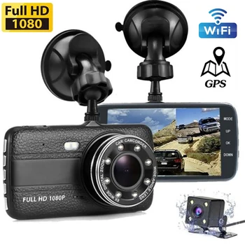 Traço Cam WiFi Carro DVR 4.0 Full HD 1080P Visão Traseira do Veículo, Câmera, Gravador de Vídeo de Auto Dashcam Caixa Preta de GPS do Carro de Pista Acessórios