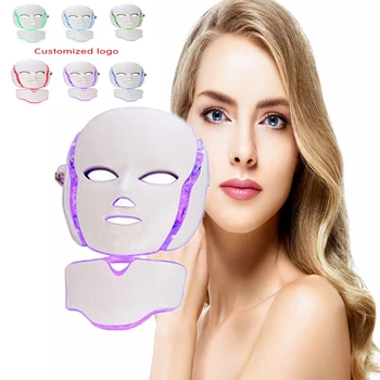 IDEAREDLIGHT 7 Cores de Luz Led Máscara Facial Vermelho Beleza da Terapia da Luz do Dispositivo Com o Pescoço Rejuvenescimento da Pele Cuidados com a Pele Anti Acne