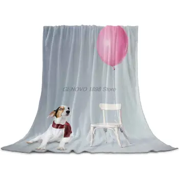 Velo Jogar Cobertor de Tamanho Completo, Lenço de Animal Cachorro e uma Cadeira cor-de-Rosa Balão Leve Flanela Mantas para Sofá Cama Vivendo R