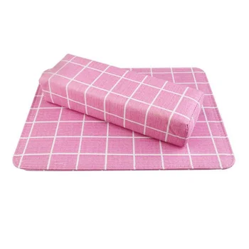 1 definir a arte do Prego Mão Travesseiro com tapete cor-de-rosa xadrez, listras suaves Descanso de Mão de Almofada de Ferramentas de Manicure