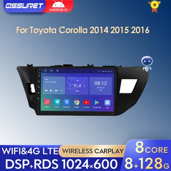 2 DIN 10.1 polegadas Android 11 auto-Rádio Leitor de Multimídia Para Toyota Corolla 2014 2015 2016 Carro Áudio Auto de Navegação GPS Carplay