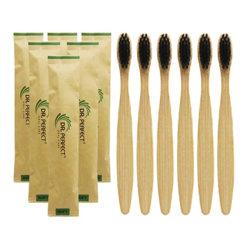 6 Pedaços de Bambu Escova de dentes Naturais, ECO-Amigável Portátil Vedada a Embalagem da Escova de dentes Infantil Fino Pescoço de Madeira Macia Escova de Dente