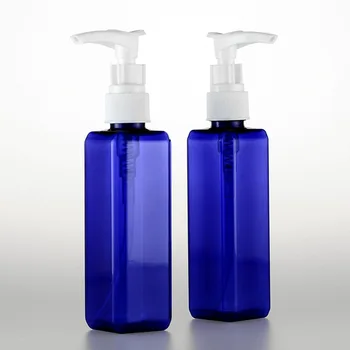 100ml Vazio Azul Claro Garrafas Plásticas Quadradas Com Bomba de Loção Dispensador de Cuidados Pessoais Sabão Líquido, Shampoo de embalagens de Cosméticos
