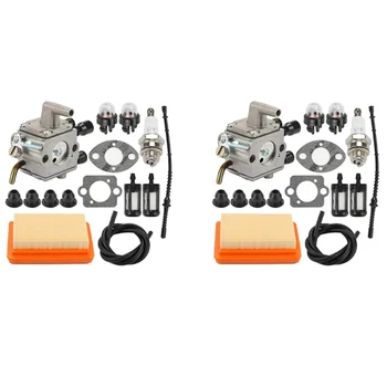 2X Carburador Filtro de Ar Kit para Stihl FS120 FS200 FS250 FS300 FS350 FR350 FR450 FR480 Substituir 4134 120 0653 4134
