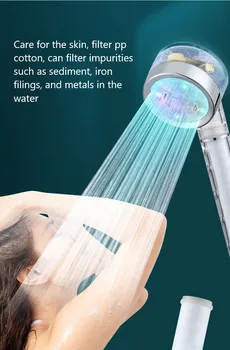 Mudança da cor do DIODO emissor de luz de chuveiro de efeito chuva com filtro de controle de temperatura alimentado por água colorida cabeça de chuveiro