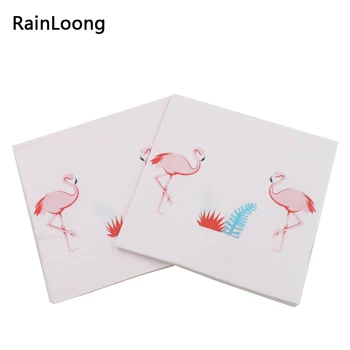 [RainLoong] cor-de-Rosa Flamingo Pássaro Tema Guardanapo de Papel Festivos e Festa Tecido Guardanapo de Decoupage Parte da Decoração Decoração 33*33cm