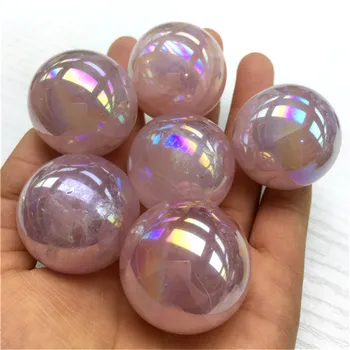 1pcs Aura Rosa Pó de Cristal de Quartzo Bola de Cristal Natural Bola Esfera de Cura de Pedra, Decoração Amantes Presentes