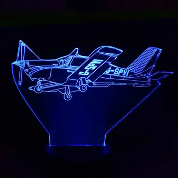 Avião 3D Lâmpada da Noite do DIODO emissor de Luz de Controle Remoto Touch 7 Cores Mudando 3 AA Bateria Powered USB Avião Candeeiro de Mesa de Decoração da Casa