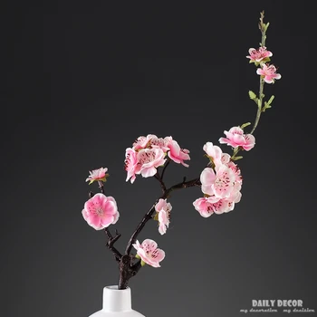 12pcs/muito !!! atacado 56cm haste curta artificial flor de Ameixa pequena decorativos do casamento falso de seda Pêssego ramos