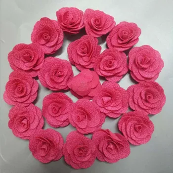 Novo 200Pieces/Bag Rosa Flores Artesanais 3,5 cm de Tecido Rosa de Pano de Algodão Flores Mão DIY Casamento, Buquê de Flores e Acessórios para o Cabelo