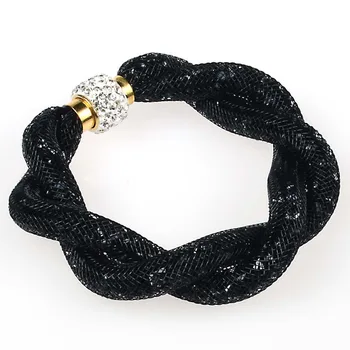 Miasol de Cristal da pulseira/bracelete com pavimentação de cristal fecho magnético,de cristal cintilante poeira tecer oco punk pulseira de presente de natal