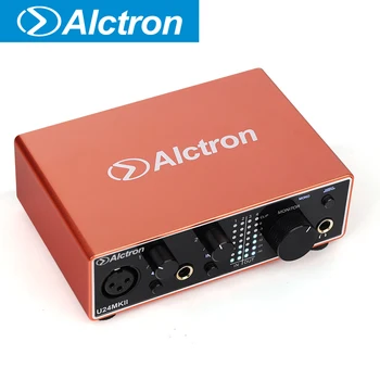 Alctron U24MKII profissional do USB de um único canal de áudio, interface, LED indicador, instrumento e microfone conector de entrada, o monitor