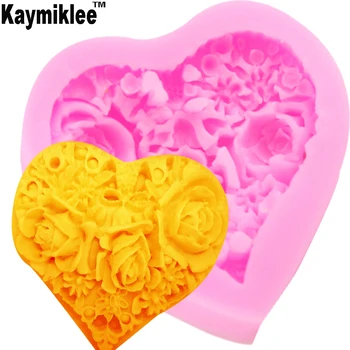 Kaymiklee F1055 Rosa Flor de Resina UV Molde de Silicone Fondant de Chocolate Gumpaste Pirulito de Cristal Epóxi Argila Mole Asse Ferramentas