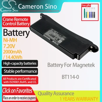 CameronSino Bateria para Magnetek BT114-0 se encaixa Magnetek BT114-0 Guindaste Controle Remoto bateria 2000mAh/14.40 Wh 7.20 V Ni-MH Preto
