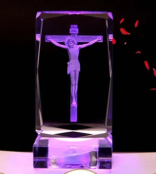 O cristianismo do Catolicismo Religioso eficaz orar CASA de Segurança familiar Saudável Talismã 3D Cristal de Jesus Cristo na CRUZ