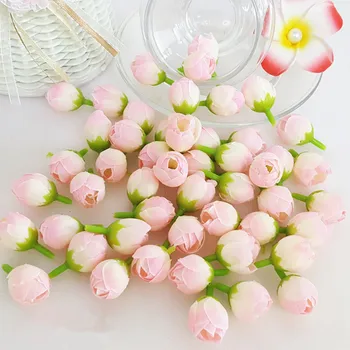 50Pcs Pequena Rose Bud Artificial Flor de Rosa Cabeças Buquê de Noiva para Casa Retro Falso Flor Festa DIY Flor, Coroa de flores Decoração Nova