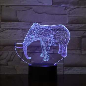 Forma do elefante Ilusão 3D Lâmpada de 7 de Alteração de Cor do Interruptor do Toque da Noite do DIODO emissor de Luz de Acrílico, luminária de Mesa Atmosfera Lâmpada Novidade 2479