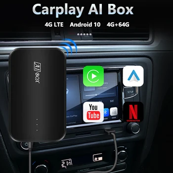 Android 10 4G Carplay Ai Caixa sem Fios Carplay Netflix Car Multimedia Player para o Benz, Audi, Nissan, Volkswagen Hyundai Toyota Kia