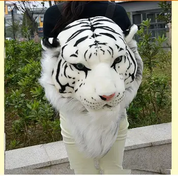pelúcia simulação tigre branco cabeça de mochila nova steller cabeça de tigre mochila de presente 1731