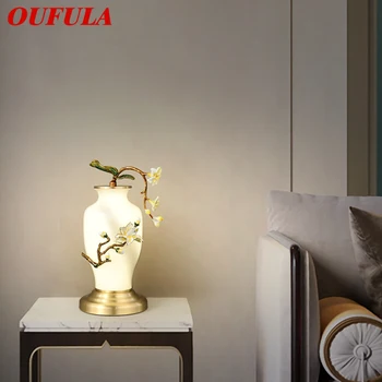 OUFULA Novo Estilo Chinês de Lâmpada de Tabela Criativo Cabaça LED Bronze Luz da Mesa do Vaso de Vidro, Decoração Para Casa, Sala, Quarto-de-Cabeceira